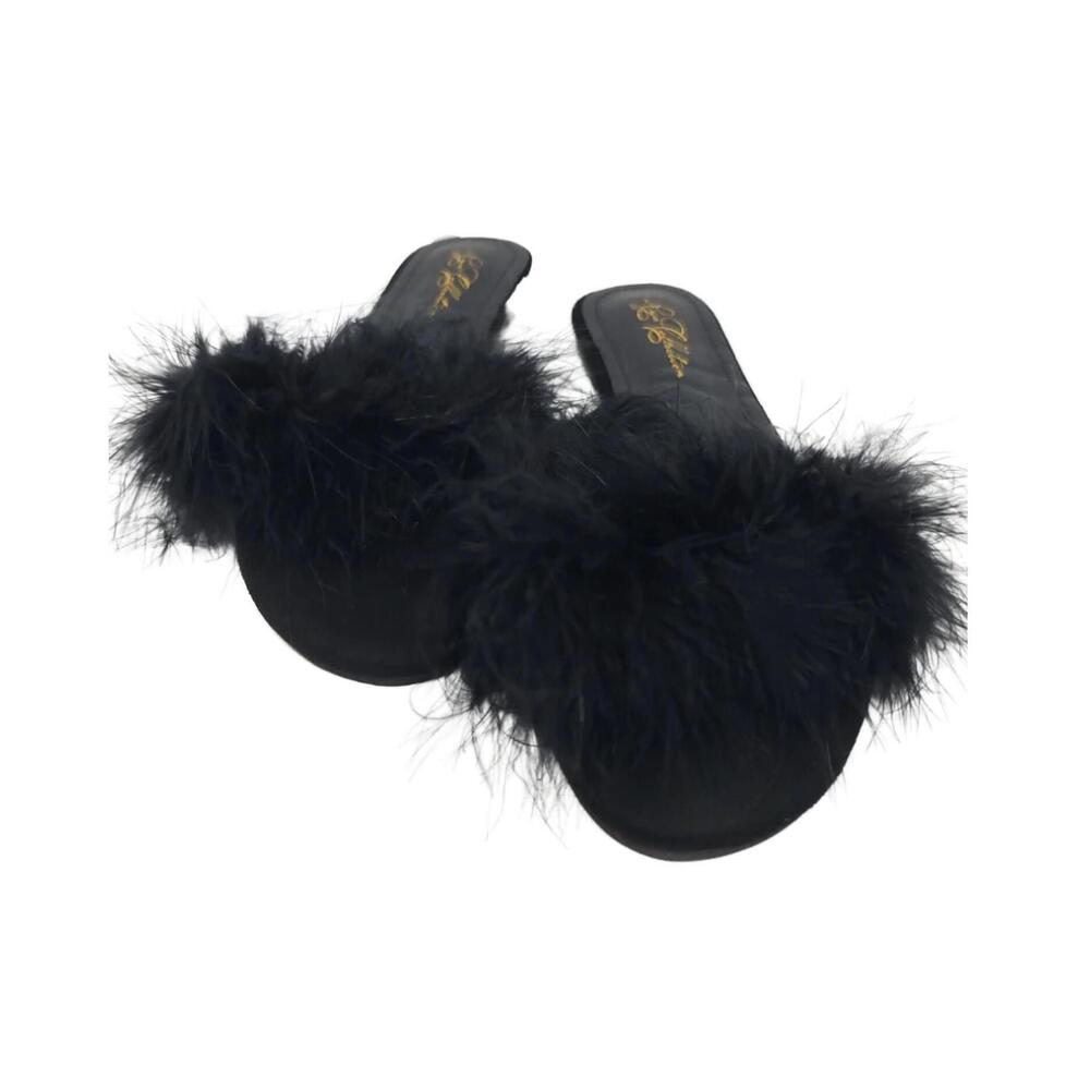 NEW RYA COLLECTION women's feather slippers in black